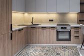 JYG Vloerkleed Firenze - Keukenloper - Keukenmat - Vinyl - Vintage 60x240cm Blauw Beige Grijs