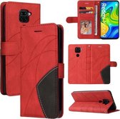 Voor Xiaomi Redmi Note 9 Dual-color Splicing Horizontale Flip PU Lederen Case met Houder & Kaartsleuven & Portemonnee (Rood)