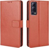 Voor vivo Y72 5G/iQOO Z3 Crazy Horse Textuur Horizontale Flip Lederen Case met Houder & Kaartsleuven & Lanyard (Bruin)