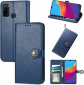 Voor Ulefone Note 10 Effen Kleur Lederen Gesp Telefoon Case met Lanyard & Fotolijst & Kaartsleuf & Portemonnee & Stand Functie (Blauw)