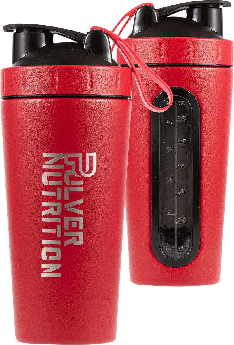 Goedkoopste Pulver Premium RVS Shakebeker - Proteïne en Eiwit Shaker & - Shake beker - BPA Vrij - 1000 ml - Shaker - Drinkfles - Rood