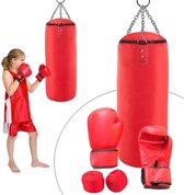 Junior Boksset - Kinder Bokset Set Met Bokshandschoenen Bandage & Gevulde Bokszak Stootzak Met Ketting - Boxing Gloves Handschoenen Met Kinderbokszak Boks Bag Met Zand Vulling & Sp