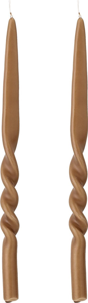 Kaarsen - Gedraaid - Camel - Set van 2 - L 40 cm