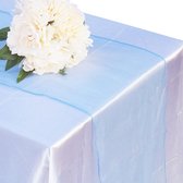 4 Organza tafellopers licht blauw - tafel decoratie - tafelloper - organza - blauw - trouwen - babyshower