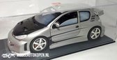 Peugeot 206 MTK Targa Collection Tuning (25 cm) (Zilver) + Showcase 1/18 Solido - Modelauto - Schaalmodel - Model auto - Miniatuurautos - Miniatuur auto