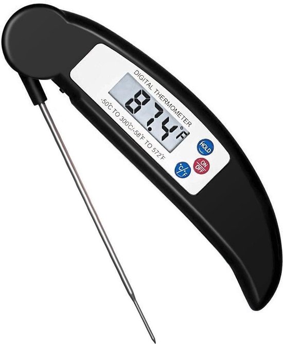 Digitale Vleesthermometer zwart - Keuken Thermometer - Temperatuur meter tot wel 300 °C - BBQ vlees