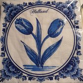 Servetten - Tulpen - Delfts Blauw - Papier - 33 x 33 cm - 3-Laags  Set 20 stuks