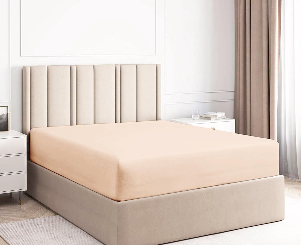 Lubna Home Hoeslaken Tweepersons 160x200+30 cm met elastiek rondom 100% Katoen Jersey, ZALM