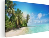 Artaza Canvas Schilderij Tropisch Strand Bij De Licht Blauwe Zee - 120x60 - Groot - Foto Op Canvas - Canvas Print