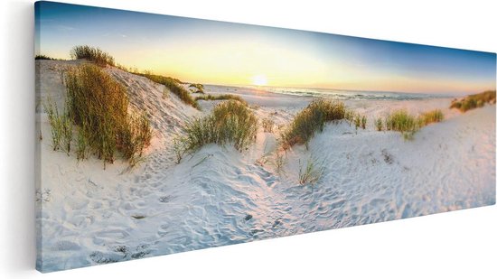 Artaza Canvas Schilderij Strand En Duinen Tijdens Zonsondergang - 60x20 - Foto Op Canvas - Canvas Print