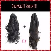Sparen!Duopack 2x ponytail paardenstaart met klem 40cm&60cm #1b