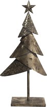 Clayre & Eef Kerstdecoratie Beeld Kerstboom 25*12*55 cm Koperkleurig Ijzer Decoratief Figuur Decoratieve Accessoires Kerstdecoratie voor Binnen