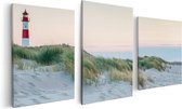 Artaza Canvas Schilderij Drieluik Strand En Duinen Met Een Vuurtoren - 120x60 - Foto Op Canvas - Canvas Print