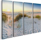 Artaza Canvas Schilderij Vierluik Strand En Duinen Tijdens Zonsondergang - 80x60 - Foto Op Canvas - Canvas Print