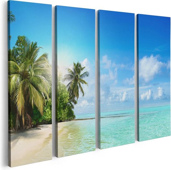 Artaza Canvas Schilderij Vierluik Tropisch Strand Bij De Licht Blauwe Zee - 80x60 - Foto Op Canvas - Canvas Print