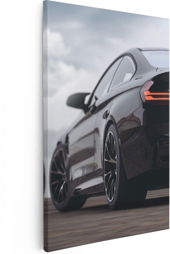Artaza Peinture sur toile Voiture de sport noire Voiture de derrière - 20x30 - Klein - Photo sur toile - Impression sur toile