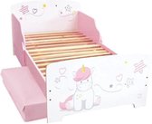 EENHOORN 140x70 cm bed met lattenbodem met 2 opberglades voor kinderen