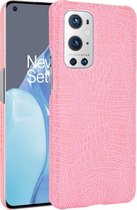 OnePlus 9 Pro Hoesje - Mobigear - Croco Serie - Hard Kunststof Backcover - Roze - Hoesje Geschikt Voor OnePlus 9 Pro