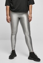 Urban Classics Legging -M- Highwaist Shiny Metalic Zilverkleurig