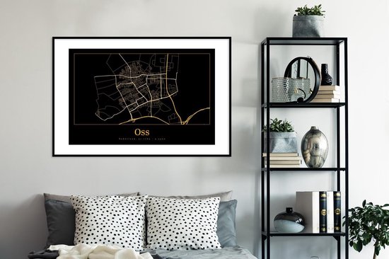 Cadre photo avec affiche - Carte - Oss - Or - Zwart - 120x80 cm - Cadre pour affiche
