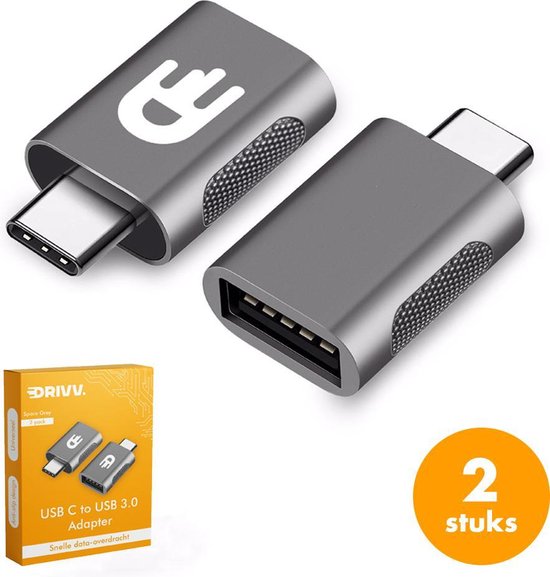 Drivv. Adaptateur USB-C vers USB-A - 2pcs - Gris sidéral - Thunderbolt 3 - USB  3.0 - 5Gbps | bol.com