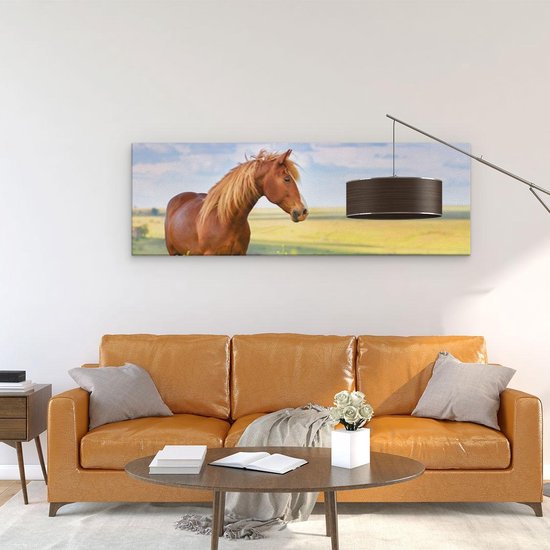 Artaza Peinture sur Toile Cheval Brun Dans Le Pâturage - 120x40 - Groot - Tableau sur Toile - Impression sur Toile