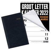 Brepols Bureau Agenda 2022 - Saturnus - 1d/1p - Blauw + MGPcards - Grootletter kalender 2022 - Week begint op Maandag