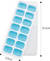 3 stuks - ijsblokjes maker met deksel BLAUW, BPA vrij en met silicone bodem om de ijsblokjes zonder enige moeite uit de ijsblokjesvorm te krijgen