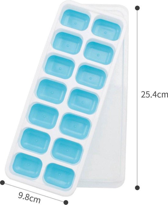 3 stuks - ijsblokjes maker met deksel BLAUW, BPA vrij en met silicone bodem om de ijsblokjes zonder enige moeite uit de ijsblokjesvorm te krijgen - Merkloos