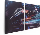 Artaza Canvas Schilderij Tweeluik Zwarte Raceauto - Abstract - 120x80 - Foto Op Canvas - Canvas Print