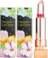 GLAMFOX Rose Flower Lip Glow Lipstick - 24 Karaat Goudkorrels Lippenstift met 100% Echte Roos Bloem - Lip Plumper - Lipverzorging - 2 Stuks
