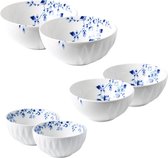 Heinen Delfts Blauw | Blauw Vouw kommen | 6 stuks