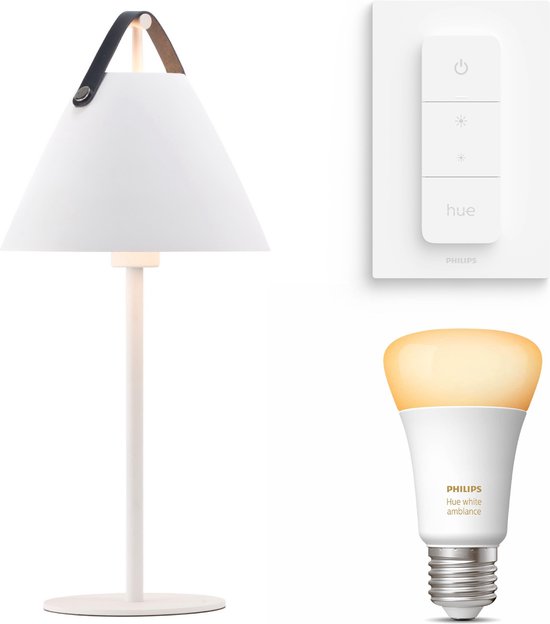 Strap tafellamp - wit - 1 lichtpunt - Incl. Philips Hue White Ambiance E27 &... | bol.com