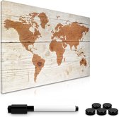 Navaris magnetisch whiteboard met stift - 40 x 60 cm magneetbord - Uitwisbaar - Met marker, magneten en montageset - Om op te hangen - Wereldkaart