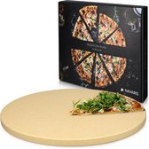 Navaris pizzasteen voor oven XL - Pizzabakplaat van natuursteen voor in de oven of op barbecue - Inclusief receptenboek - Diameter 30,5 cm