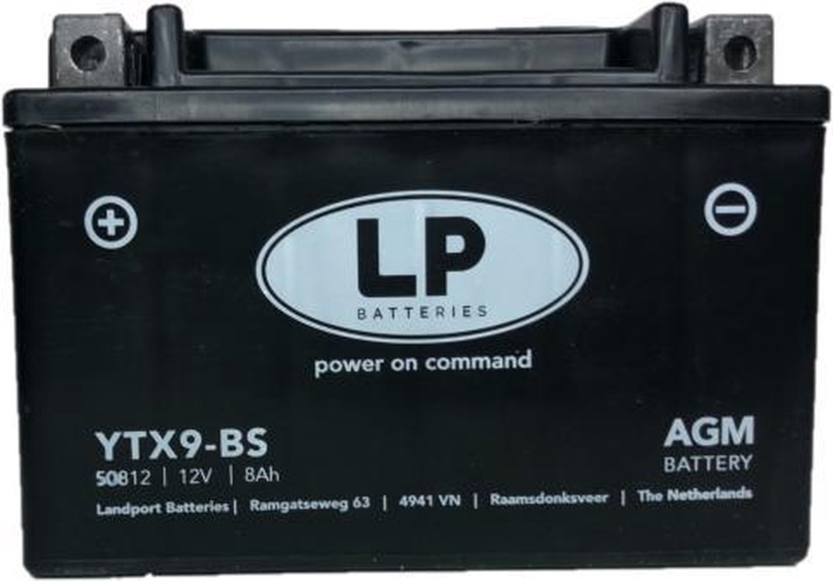 Landport Motor AGM accu - 12 volt 8 ampère - YTX9-BS | bol.com