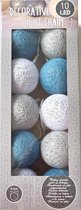 ZD Trading - Lichtsnoer Met 10 Led bollen - Blauw Grijs Wit