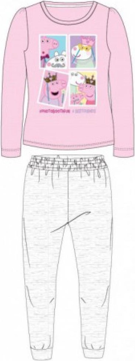 Peppa Pig Pyjama - Roze met grijs - Meisjespyjama