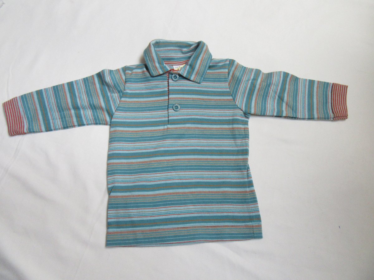 petit bateau , jongens , polo , gestreept, turquoise , 74 - 12 maand