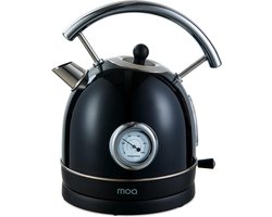 MOA Waterkoker Retro - 1,8 Liter - Elektrische Waterkoker - BPA-vrij - Anti Calcium Filter - RVS - 2200W- Zwart