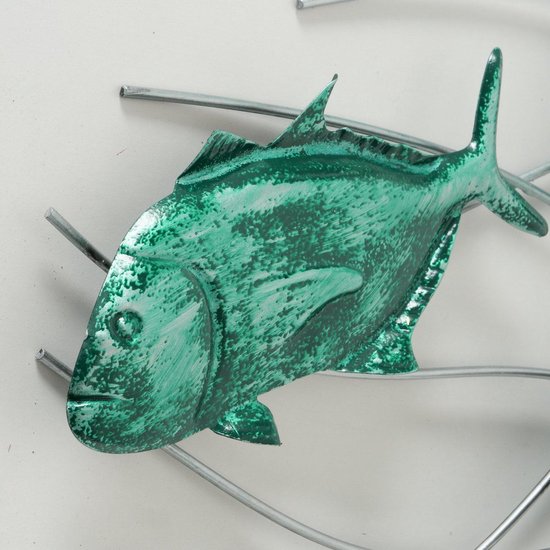 wandobject vissen vissenschool metalen decoratie schilderij aquarium