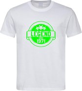 Wit T-Shirt met “ Legend sinds 1971 “ print Groen  Size XXL