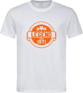 Wit T-Shirt met “ Legend sinds 1971 “ print Oranje  Size S
