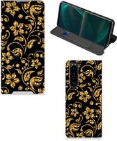 Bookcase Cadeau voor Oma Sony Xperia 5 III Telefoonhoesje Gouden Bloemen