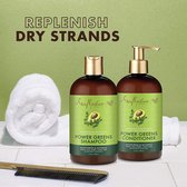 SheaMoisture Power Greens Curly Hair Shampoo and Conditioner Dry Hair Moringa Avocado to moisturize 13oz
