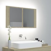 vidaXL Badkamerkast met spiegel en LED 80x12x45 cm sonoma eikenkleurig