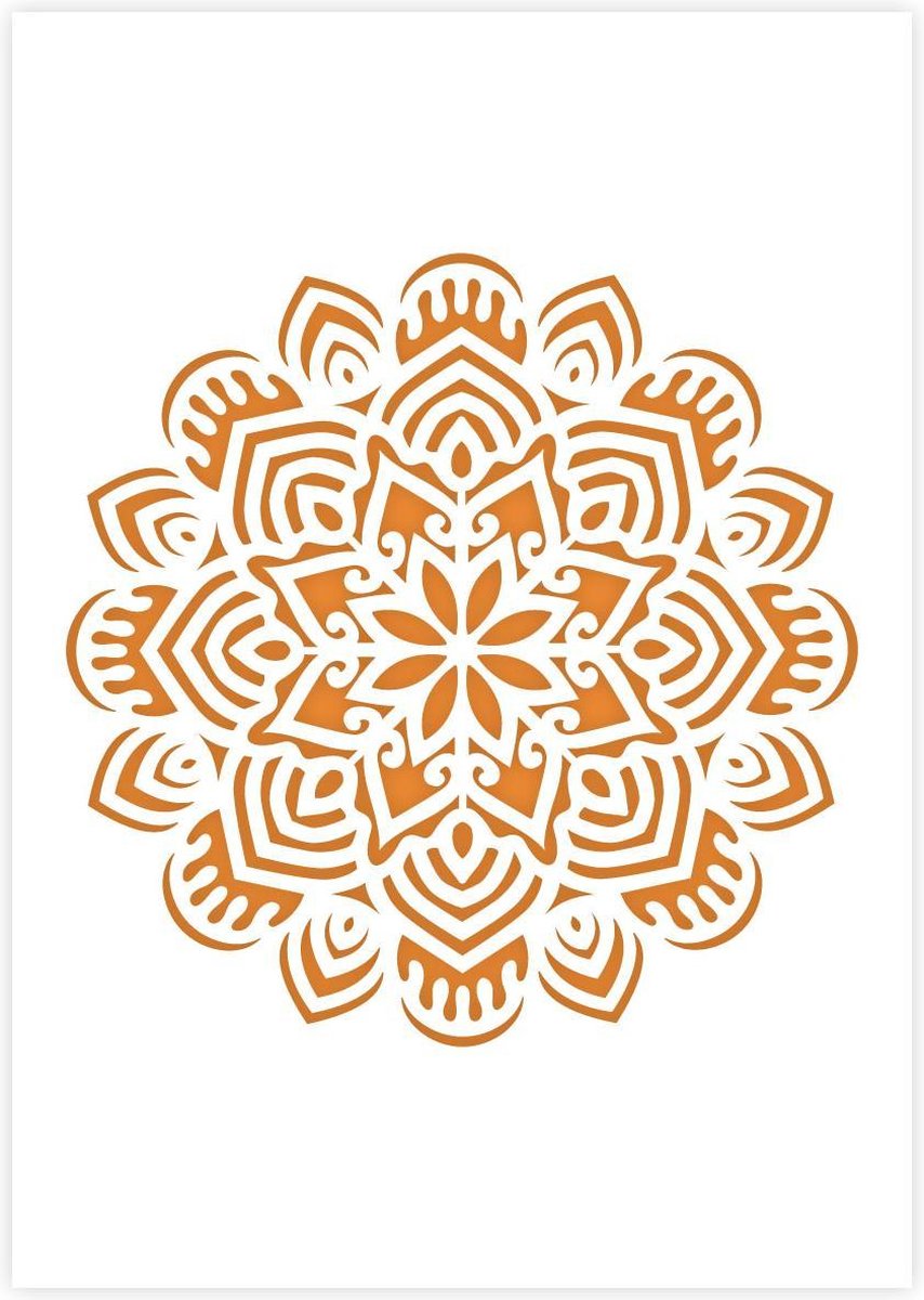 Mandala sjabloon - Kunststof A5 stencil - Kindvriendelijk sjabloon geschikt voor graffiti, airbrush, schilderen, muren, meubilair, taarten en andere doeleinden - QBIX