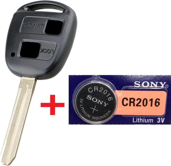 Autosleutel 2 knoppen + Batterij Sony CR2016 geschikt voor Toyota sleutel /  Toyota /... | bol.com