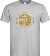 Grijs T-Shirt met “ Legend sinds 1971 “ print Goud  Size XXXXL