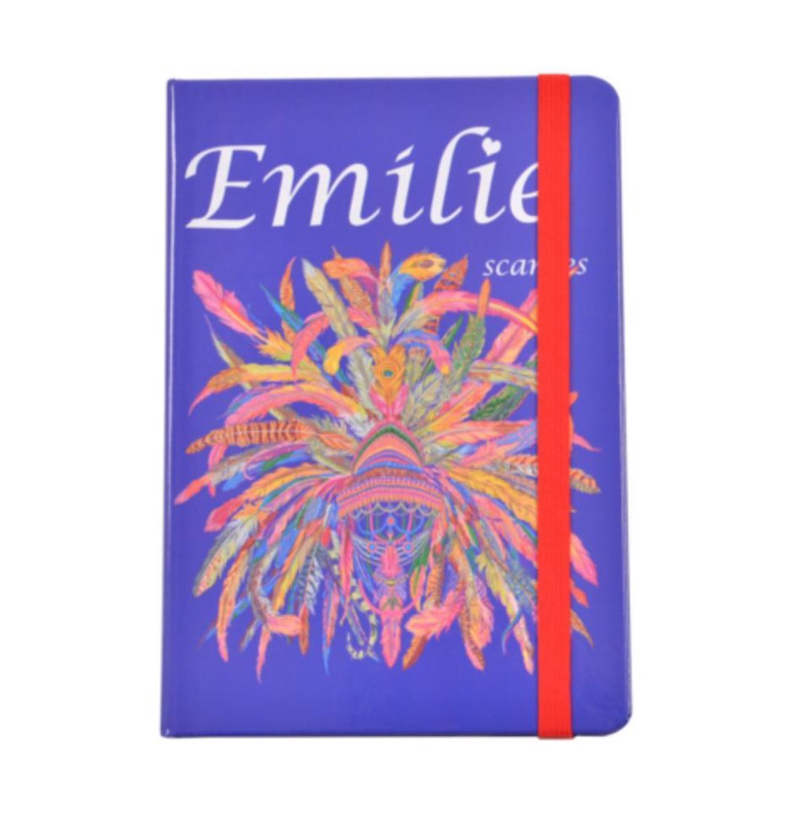 Emilie Scarves Notitieboek (A5) Kobalt blauw - Verenprint - Elastiek